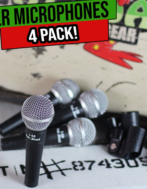 Load image into Gallery viewer, Cardioid Microphones with Clips (4 Pack) by FAT TOAD - Vocal Handheld, Wired Unidirectional Mic by GeekStands.com
