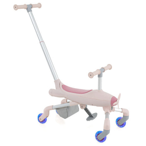 Load image into Gallery viewer, 2-in-1 Kids Ride-on Push Car with LED Lighted Wheels-Pink
