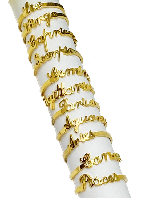 Load image into Gallery viewer, Scripted Zodiac Ring by Ellisonyoung.com
