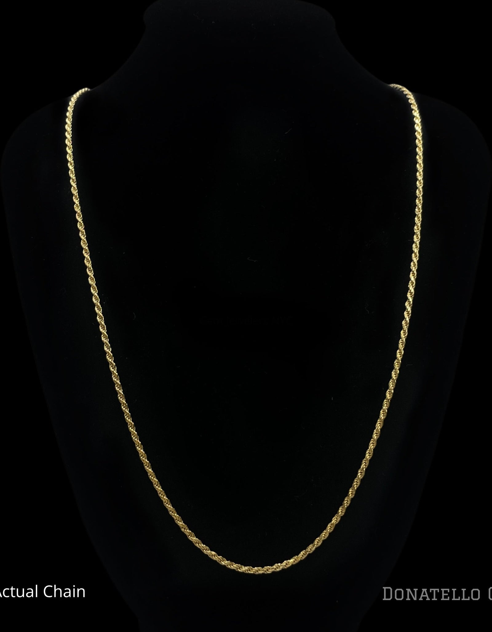 Sterling Silver 925 Diamond Cut Rope Chain 1.5MM, 16"-24", Braided Twisted Link Chain Necklace, 14K Gold Plated Italian Made Sterling Silver 925 Unisex Chain by Donatello Gian