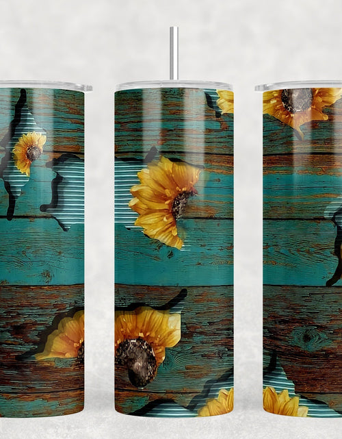 Load image into Gallery viewer, Rustic Sunflowers|Skinny Tumbler|Optional Bluetooth Speaker| Speaker Color Varies by Rowdy Ridge Co
