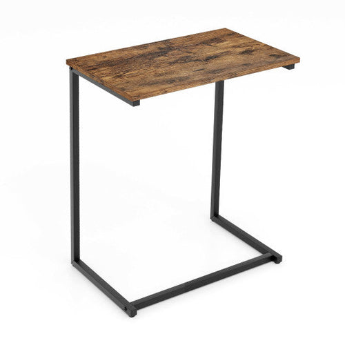 Load image into Gallery viewer, C-shaped Industrial End Table with Metal Frame
