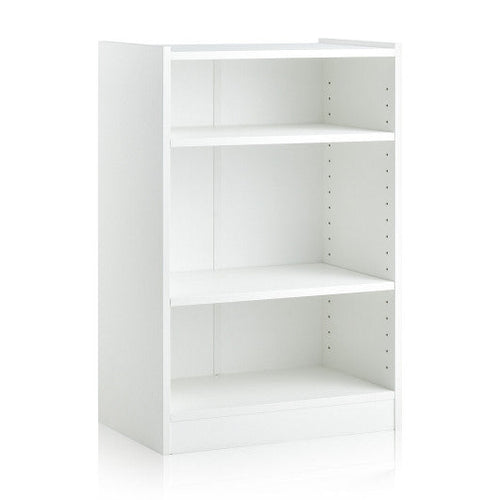 Load image into Gallery viewer, 3-Tier Bookcase Open Display Rack Cabinet with Adjustable Shelves-White
