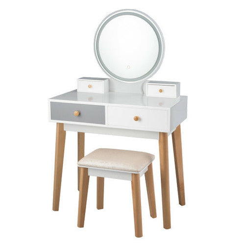 Load image into Gallery viewer, Makeup Dressing Table with 4 Drawers and Lighted Mirror
