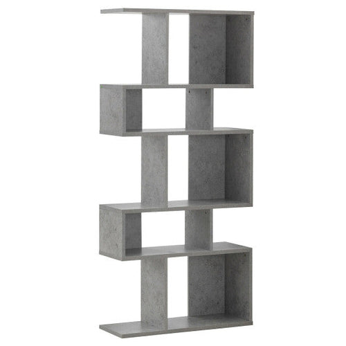 Load image into Gallery viewer, 5 Cubes Ladder Shelf Corner Bookshelf Display Rack Bookcase-Gray
