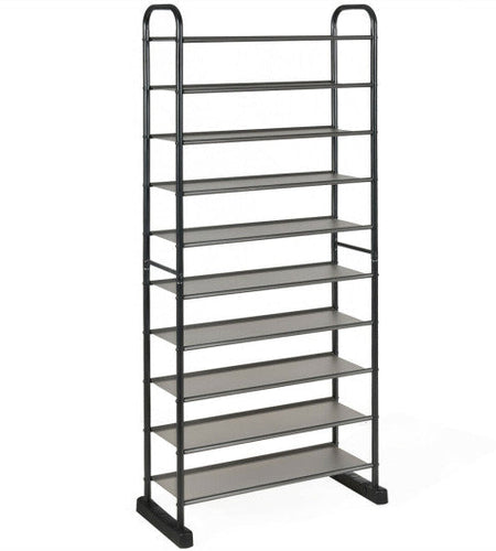 10-Tier Free-Standing Metal Frame Shoe Rack