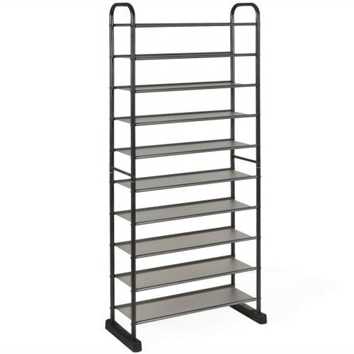 Load image into Gallery viewer, 10-Tier Free-Standing Metal Frame Shoe Rack
