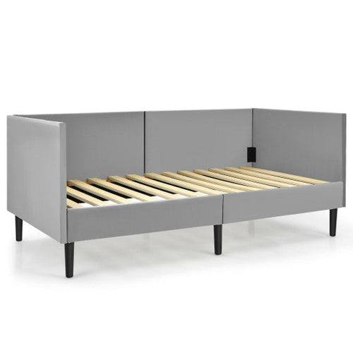 Load image into Gallery viewer, Twin Size Daybed Frame with Sturdy Wooden Slat Support-Gray
