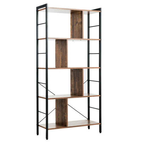 Load image into Gallery viewer, 4-Tier Industrial Freestanding Bookshelf with Metal Frame
