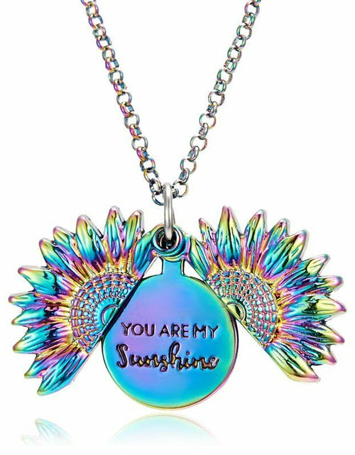 Load image into Gallery viewer, 💍✅Sunflower Pendant Charm "You Are My Sunshine"  Sunflower Open Locket Chain Necklace Gift by Js House
