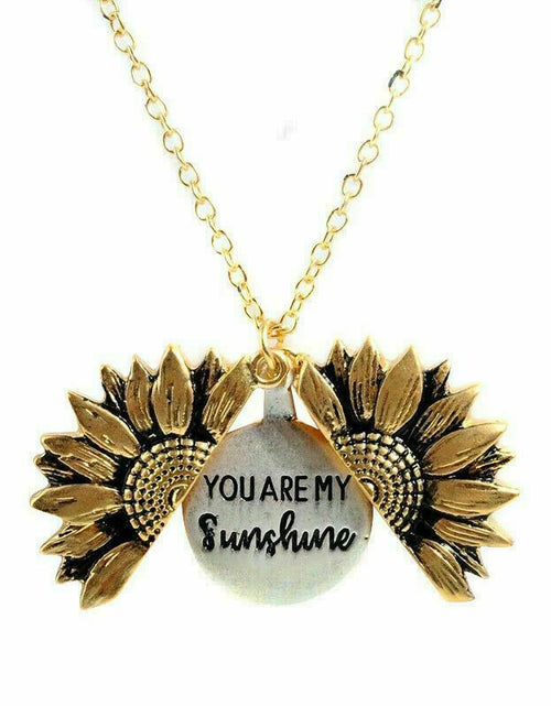Load image into Gallery viewer, 💍✅Sunflower Pendant Charm "You Are My Sunshine"  Sunflower Open Locket Chain Necklace Gift by Js House
