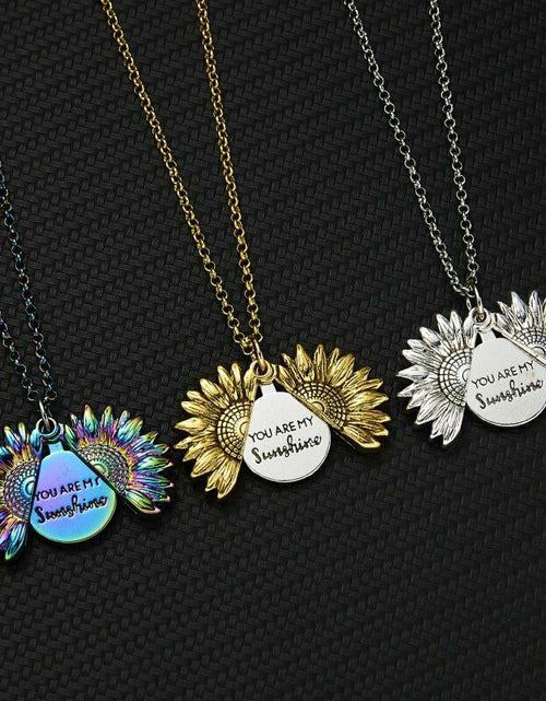 Load image into Gallery viewer, 💍✅Sunflower Pendant Charm "You Are My Sunshine"  Sunflower Open Locket Chain Necklace Gift by Js House
