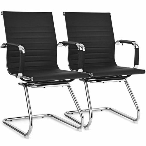 Load image into Gallery viewer, Set of 2 Heavy Duty Conference Chair with PU Leather-Black
