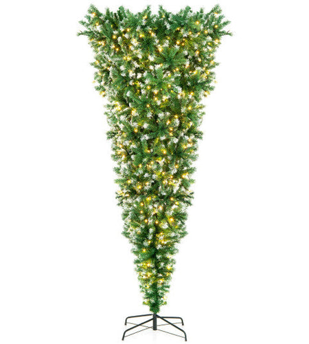 7.5 Feet Pre-Lit Snowy Upside Down Christmas Tree 1100 Tips