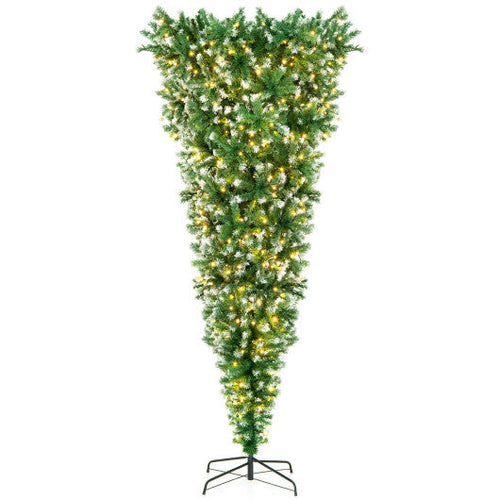 Load image into Gallery viewer, 7.5 Feet Pre-Lit Snowy Upside Down Christmas Tree 1100 Tips
