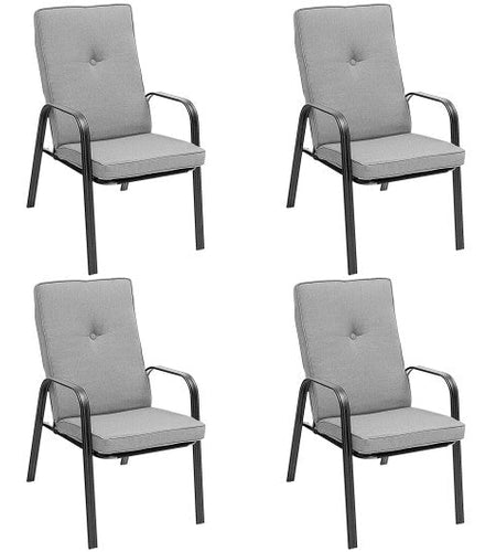 4 Patio Dining Stackable Chairs Set with High-Back Cushions