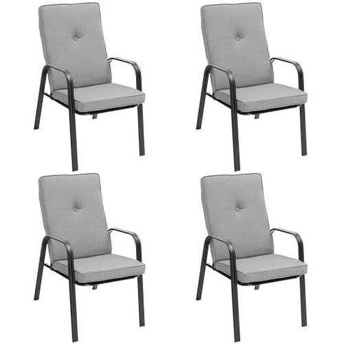 Load image into Gallery viewer, 4 Patio Dining Stackable Chairs Set with High-Back Cushions
