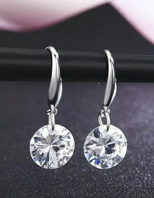 Load image into Gallery viewer, 18k Gold Plated Earrings Drop Dangle Women Crystal Stud Cz Hoop White Jewelry

