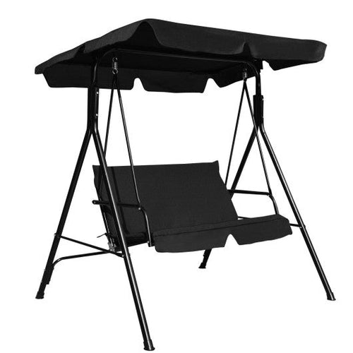 Load image into Gallery viewer, Loveseat Cushioned Patio Steel Frame Swing Glider -Black
