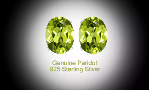 Load image into Gallery viewer, RMZ GOLD NYC Women's 925 Sterling Silver 4 Ct Peridot 6mm Oval Stud Earrings
