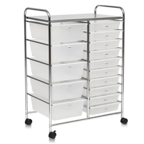 Load image into Gallery viewer, 15 Drawers Rolling Storage Cart Organizer-clear
