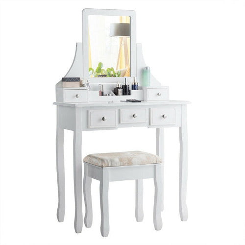 Load image into Gallery viewer, 5 Drawers Removable Box Makeup Dressing Vanity Set-White
