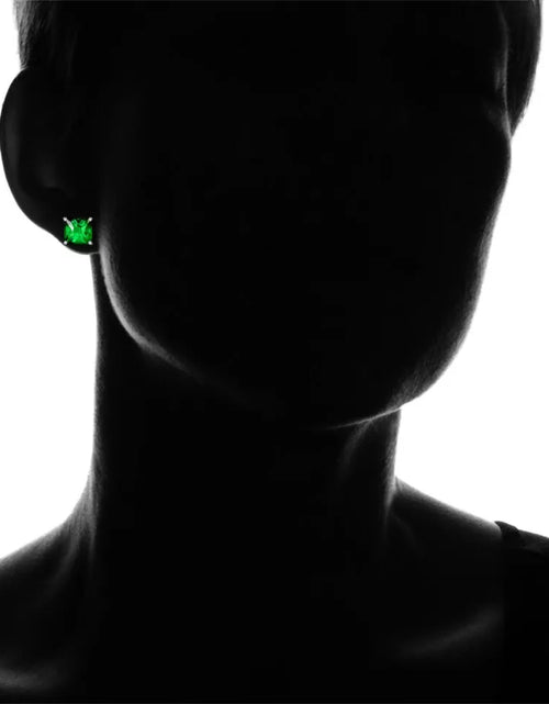 Load image into Gallery viewer, RMZ GOLD NYC 925 Sterling Silver Princess Cut Emerald Cubic Zirconia Stud Earrings Women's
