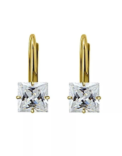 Load image into Gallery viewer, 2.00CTTW 925 Sterling Silver Princess Cut CZ Gold Leverback Earrings For Women
