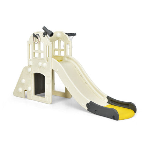 Load image into Gallery viewer, 6-In-1 Large Slide for Kids Toddler Climber Slide Playset with Basketball Hoop-Yellow
