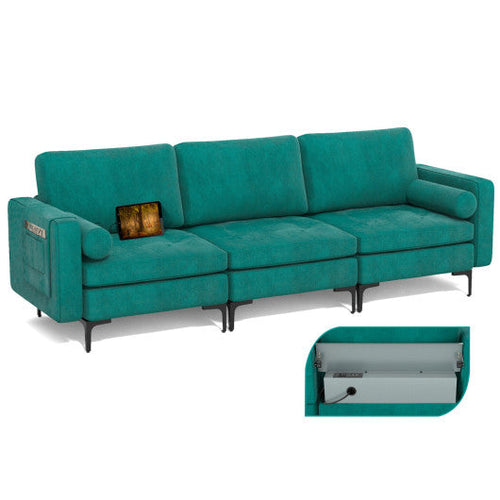 Load image into Gallery viewer, Modular 1/2/3/4-Seat L-Shaped Sectional Sofa Couch with Socket USB Port-3-Seat with USB port
