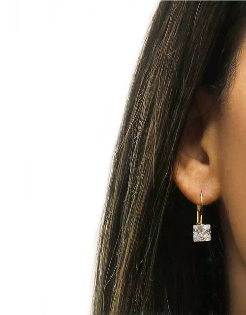 Load image into Gallery viewer, 2.00CTTW 925 Sterling Silver Princess Cut CZ Gold Leverback Earrings For Women
