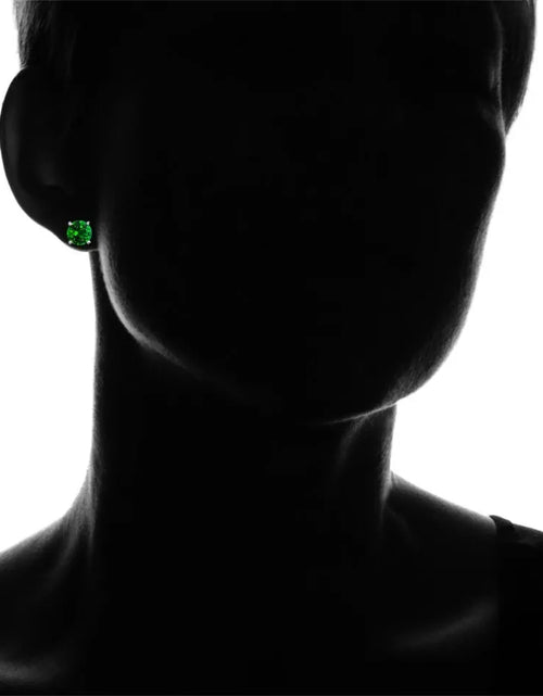 Load image into Gallery viewer, RMZ GOLD NYC 925 Sterling Silver Round Emerald Cubic Zirconia Stud Earrings Women's

