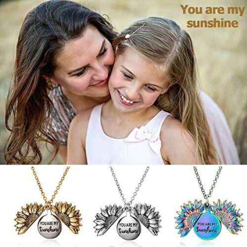 Load image into Gallery viewer, 💍✅Sunflower Pendant Charm "You Are My Sunshine"  Sunflower Open Locket Chain Necklace Gift by Js House
