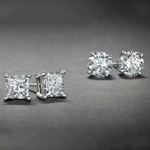 Load image into Gallery viewer, RMZ GOLD NYC 925 Silver 2ct Cubic Zirconia Stud Earrings, 6mm Silver Stud Earrings SET
