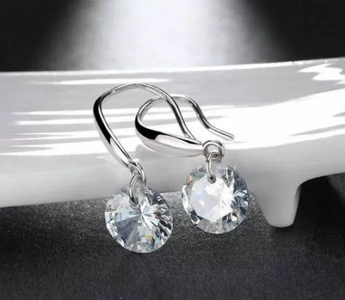 Load image into Gallery viewer, 18k Gold Plated Earrings Drop Dangle Women Crystal Stud Cz Hoop White Jewelry

