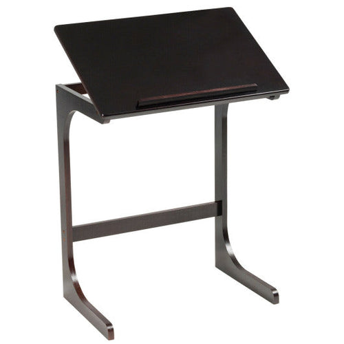 Load image into Gallery viewer, Adjustable C-Shape Couch End Table wth Tilting Top-Brown
