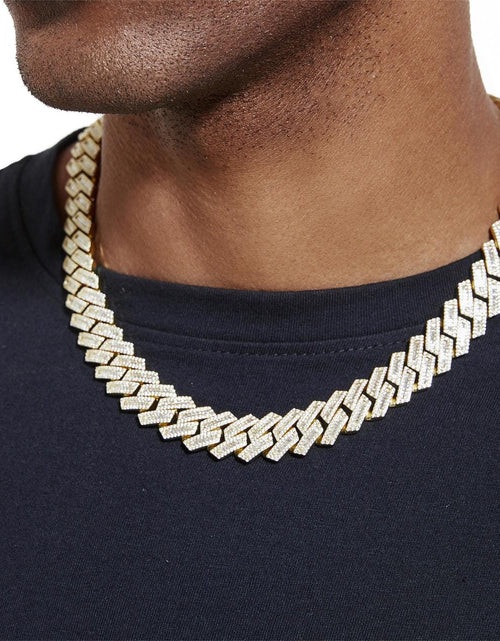 Load image into Gallery viewer, S925 Baguette Moissanite Diamond Cuban Link Chain in 14K Gold - 16mm by Bling Proud | Urban Jewelry Online Store
