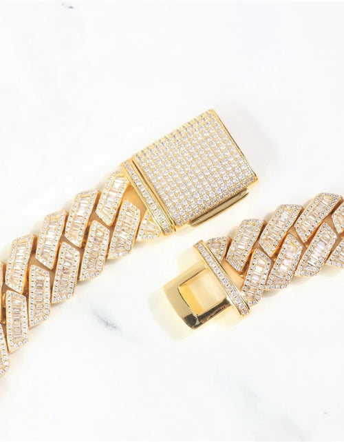 Load image into Gallery viewer, S925 Baguette Moissanite Diamond Cuban Link Chain in 14K Gold - 16mm by Bling Proud | Urban Jewelry Online Store
