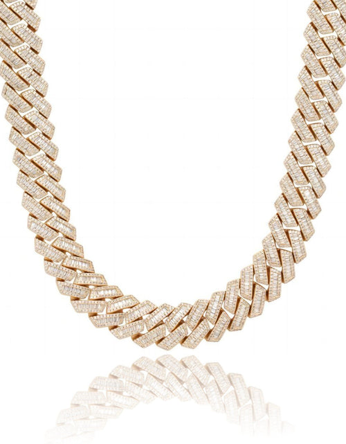 Load image into Gallery viewer, S925 Baguette Moissanite Diamond Cuban Link Chain in 14K Gold - 16mm by Bling Proud | Urban Jewelry Online Store
