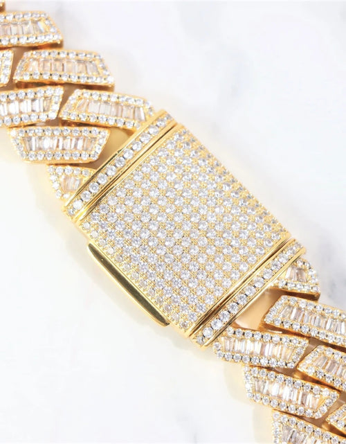 Load image into Gallery viewer, S925 Baguette Moissanite Diamond Cuban Link Chain in 14K Gold - 16mm by Bling Proud | Urban Jewelry Online Store
