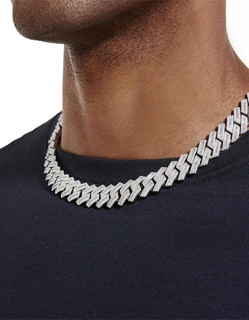 Load image into Gallery viewer, S925 Baguette Moissanite Diamond Cuban Link Chain in White Gold - 16mm by Bling Proud | Urban Jewelry Online Store
