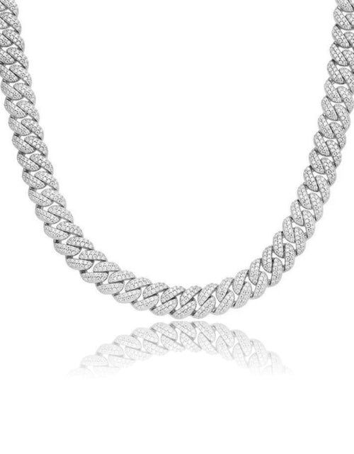 Load image into Gallery viewer, S925 Moissanite Diamond Cuban Link Chain in White Gold - 10mm by Bling Proud | Urban Jewelry Online Store
