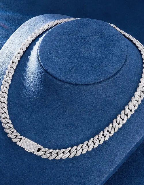 Load image into Gallery viewer, S925 Moissanite Diamond Cuban Link Chain in White Gold - 10mm by Bling Proud | Urban Jewelry Online Store
