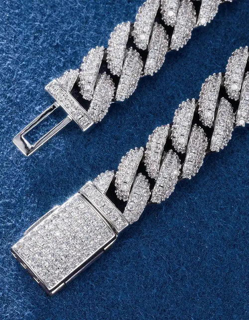 Load image into Gallery viewer, S925 Moissanite Diamond Cuban Link Chain in White Gold - 10mm by Bling Proud | Urban Jewelry Online Store
