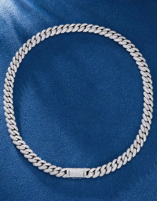 Load image into Gallery viewer, S925 Moissanite Diamond Cuban Link Chain in White Gold - 10mm by Bling Proud | Urban Jewelry Online Store
