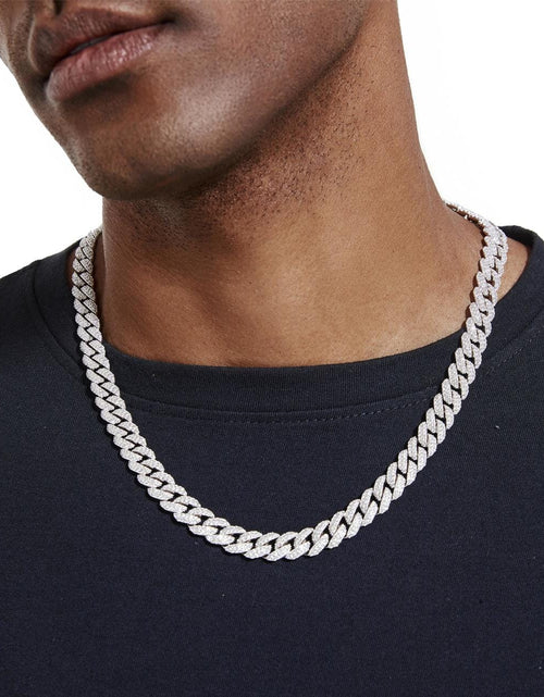 Load image into Gallery viewer, S925 Moissanite Diamond Cuban Link Chain in White Gold - 10mm by Bling Proud | Urban Jewelry Online Store
