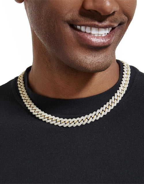Load image into Gallery viewer, S925 Moissanite Diamond Prong Cuban Link Chain in 14K Gold - 12mm by Bling Proud | Urban Jewelry Online Store

