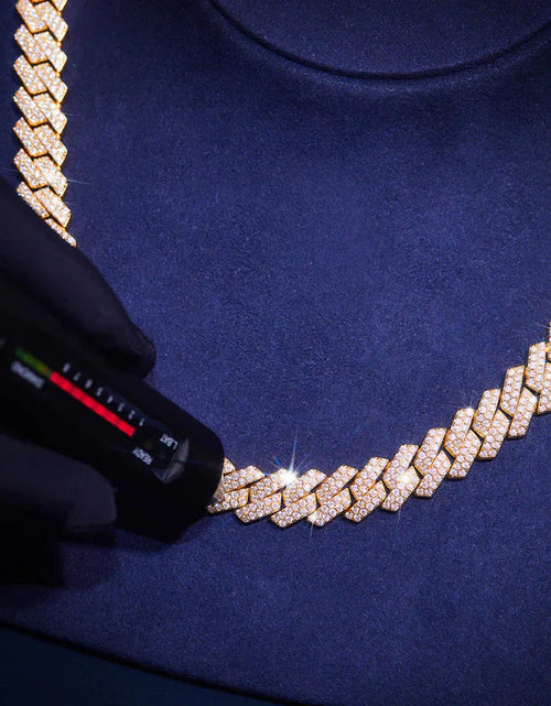 Load image into Gallery viewer, S925 Moissanite Diamond Prong Cuban Link Chain in 14K Gold - 12mm by Bling Proud | Urban Jewelry Online Store
