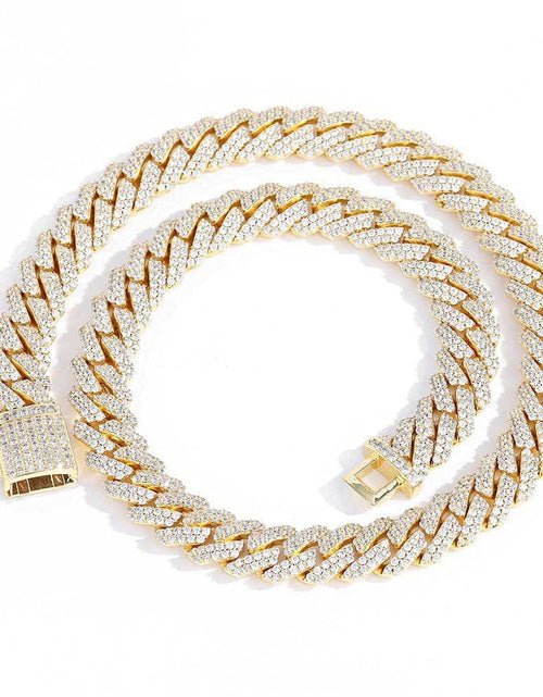 Load image into Gallery viewer, S925 Moissanite Diamond Prong Cuban Link Chain in 14K Gold - 12mm by Bling Proud | Urban Jewelry Online Store
