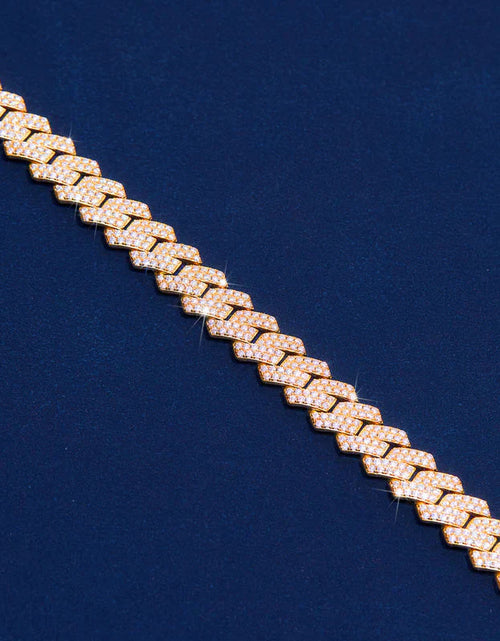 Load image into Gallery viewer, S925 Moissanite Diamond Prong Cuban Link Chain in 14K Gold - 12mm by Bling Proud | Urban Jewelry Online Store

